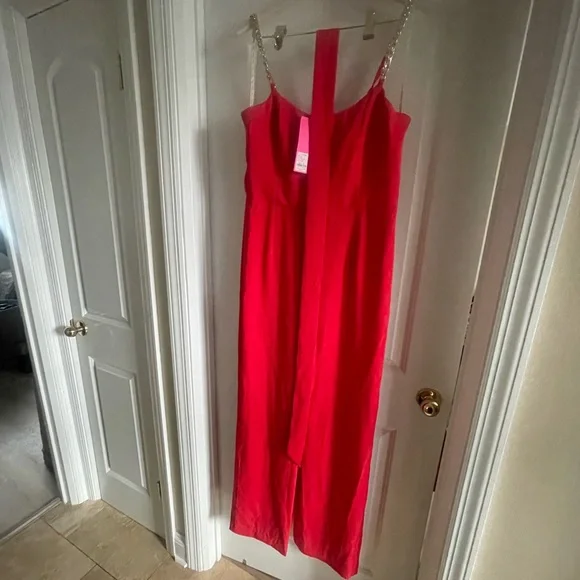 Lilly Pulitzer Zemira Sleeves Jumpsuit, Red, Size 12 - Picture 4 of 9